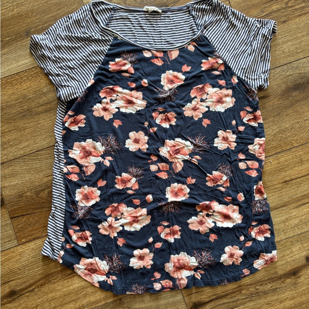 Floral and Striped Women's Top